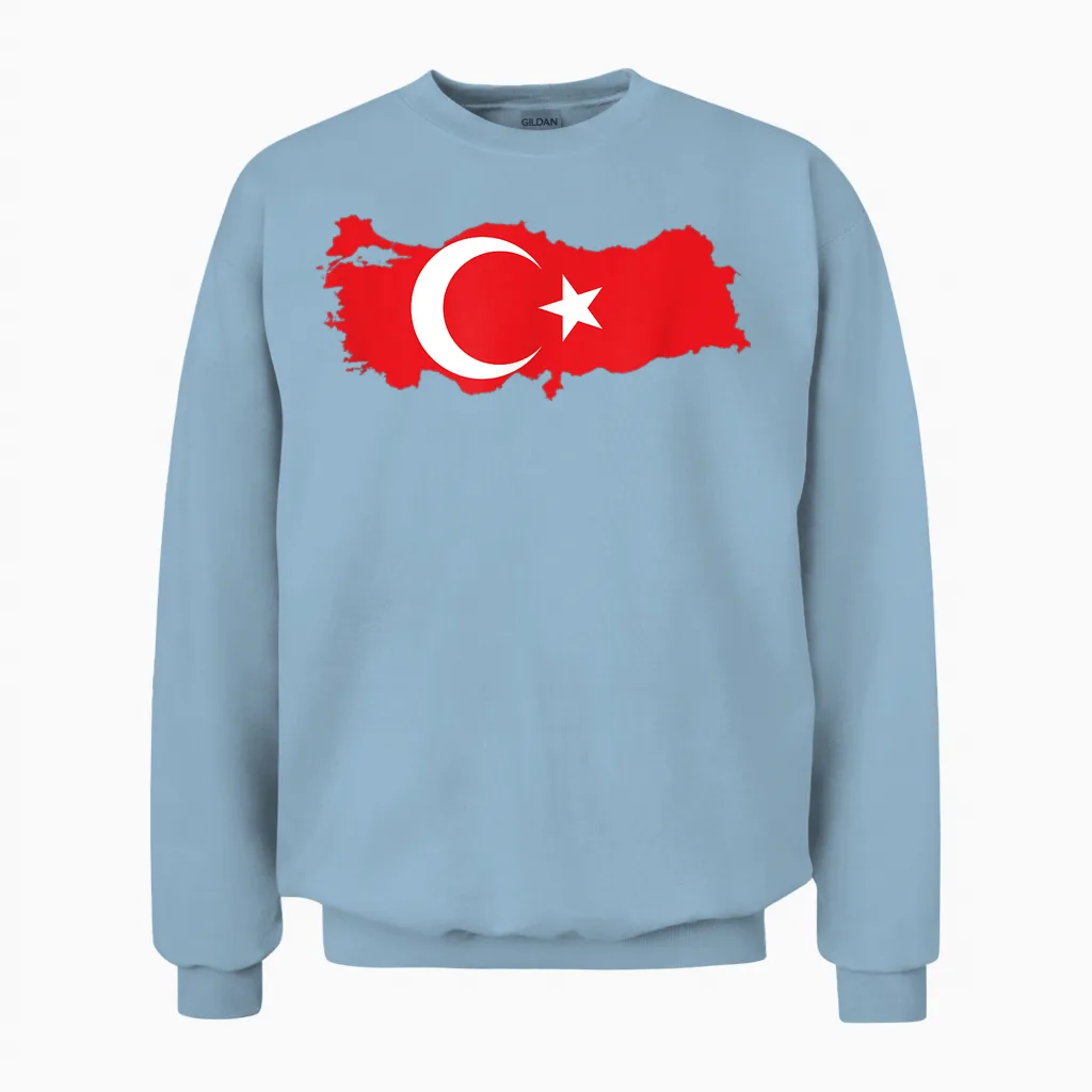 Türkei T-Shirt Türkei Flagge Unisex Sweatshirt in Light Blue