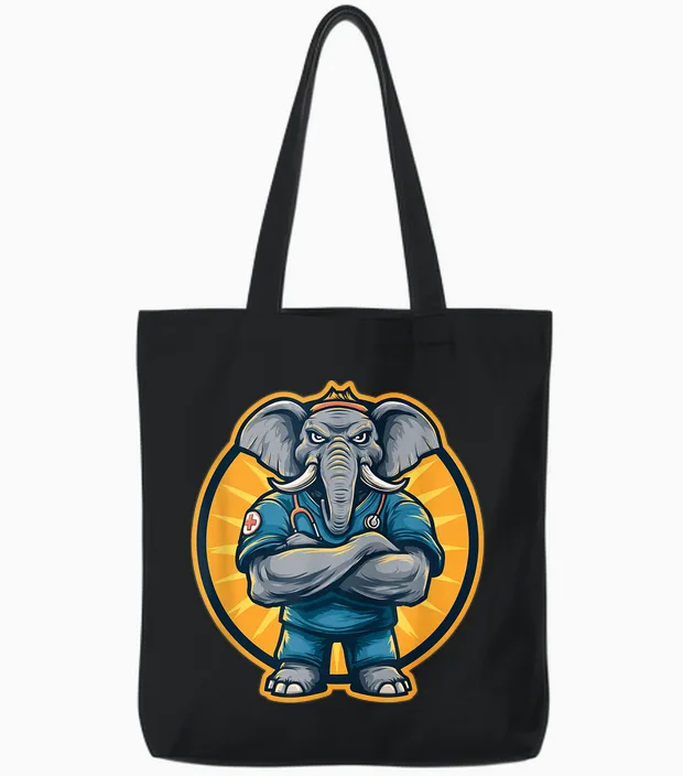 Soins Aux éléphants Tote Bags in Black
