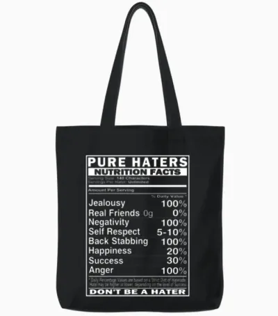 Pure Haters Facts Tote Bags - Black