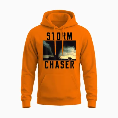 Storm Chaser Tornado Picture Weather Meteorologist Unisex Hoodie - Safety Orange