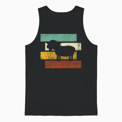 Sheep Retro Unisex Tank Top - Black