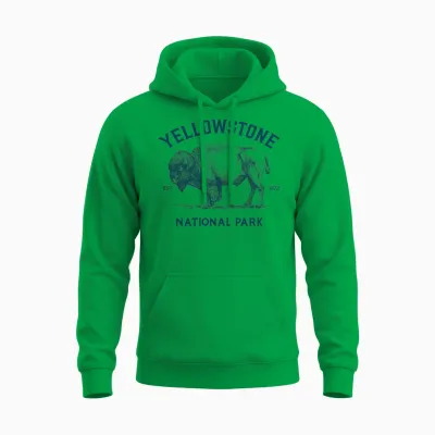 Yellowstone Bison Vintage Logo Unisex Hoodie - Irish Green