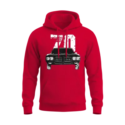 1970 Pontiac Gto Front Grill View with Year Unisex Hoodie - Red