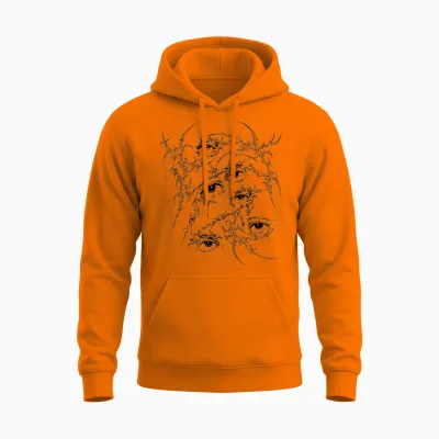 Grunge Eys Y2k Goth Alt Sigilism Vintage Graphic Unisex Hoodie - Safety Orange