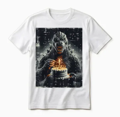 Japanese Monster Birthday Cake Funny Party Women Men Unisex T-Shirt - White