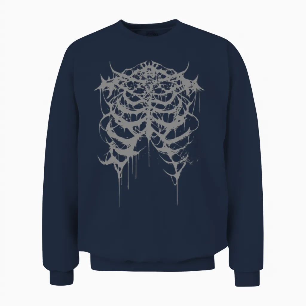 Horror Black Metal Death Metal | Gothic Goth Grunge Langarmshirt Unisex Sweatshirt in Navy