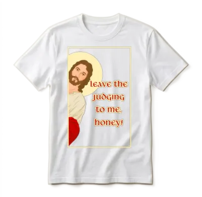 Peeking Jesus - Leave the Judging to Me, Honey Unisex T-Shirt - White