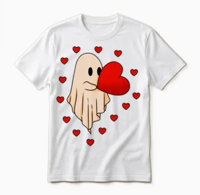 Heartbound Ghost Embrace Unisex T-Shirt - White