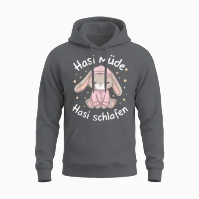Hasi Tired Hasi Sleeping Shirt Rabbit Bunny T-Shirt, Black Unisex Hoodie - Charcoal