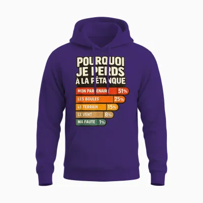 Pourquoi Je Perds à La Pétanque Humour Joueur De Boules Unisex Hoodie - Purple