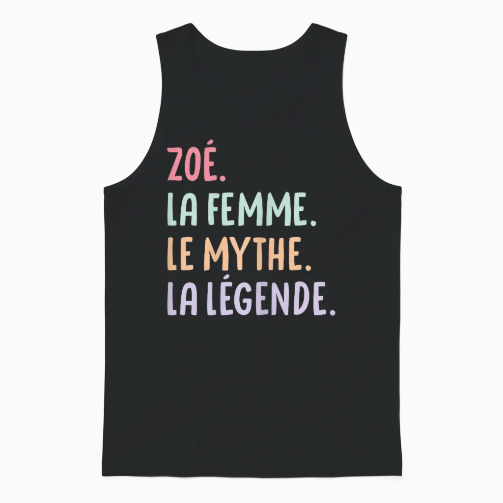 Woman Girlfriend Humour Personalized Gift Name Zoé T-Shirt, Black, Female X-Small Unisex Tank Top in Black