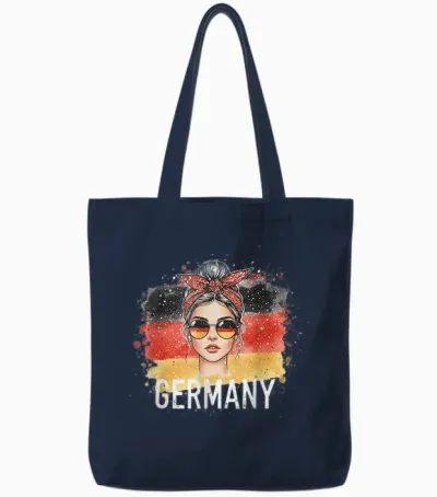 Deutsches Mädchen Frau Flagge Deutschland Fan Trikot Tote Bags - Navy