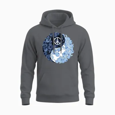 Balance & Berries – Yin Yang Blueberry Peace Desig Unisex Hoodie - Charcoal