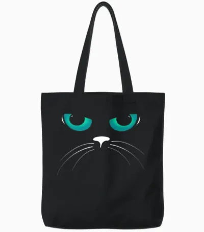 Cats Eyes Funny Tote Bags - Black