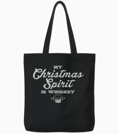 Funny Christmas Drinking Shirt Whiskey Liquor Drinker Saying Tote Bags - Black