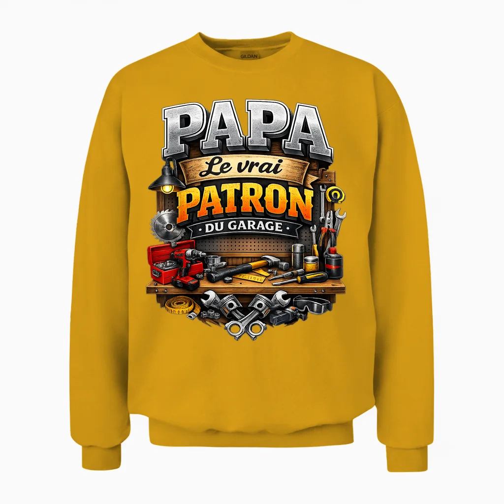 Cadeau Papa Bricoleur Bricolage Garage Fête Des Pères Noël Unisex Sweatshirt in Gold