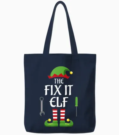 Fix It Elf Family Matching Group Christmas Tote Bags - Navy