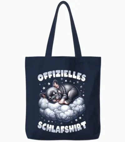 Offizielles Schlafshirt Französische Bulldogge Schlafanzug Tote Bags - Navy