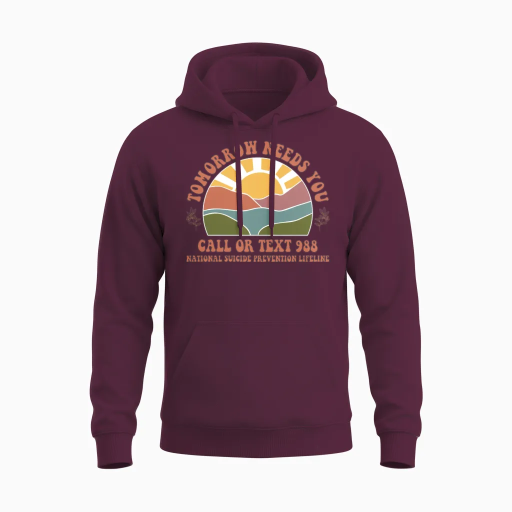 National Suicide Prevention Lifeline Unisex Hoodie in Maroon