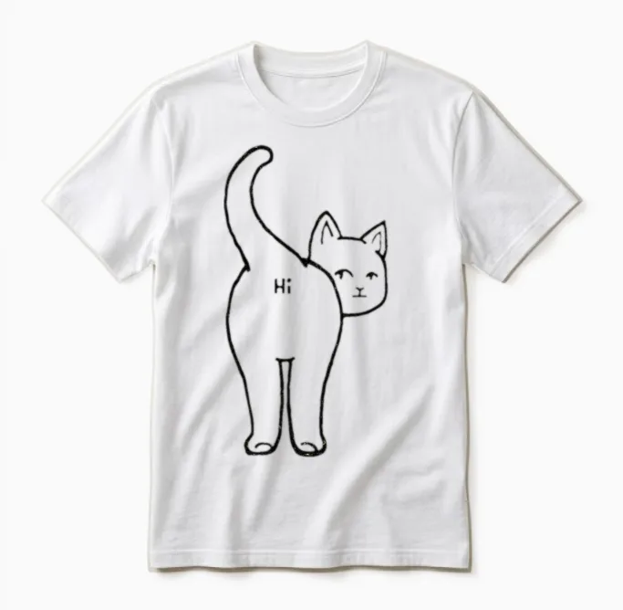 Hi Cat Butt Lovers Gift Unisex T-Shirt in White