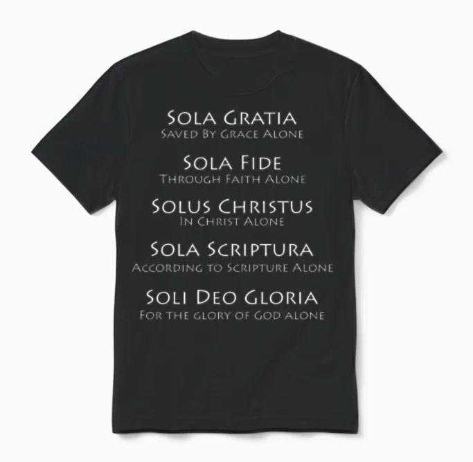 Five Solas of the Christian Faith Latin/english 2 Unisex T-Shirt in Black