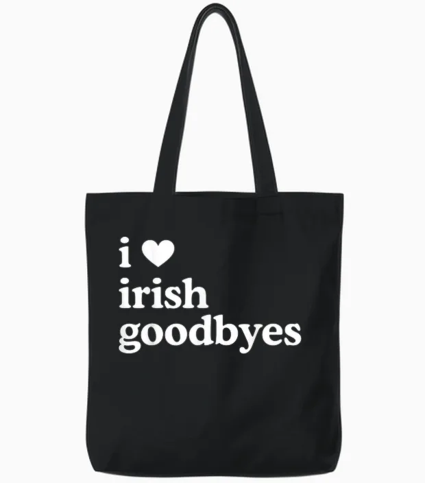 St Patricks Day I Love Irish Goodbyes I Heart Irish Goodbyes Tote Bags in Black