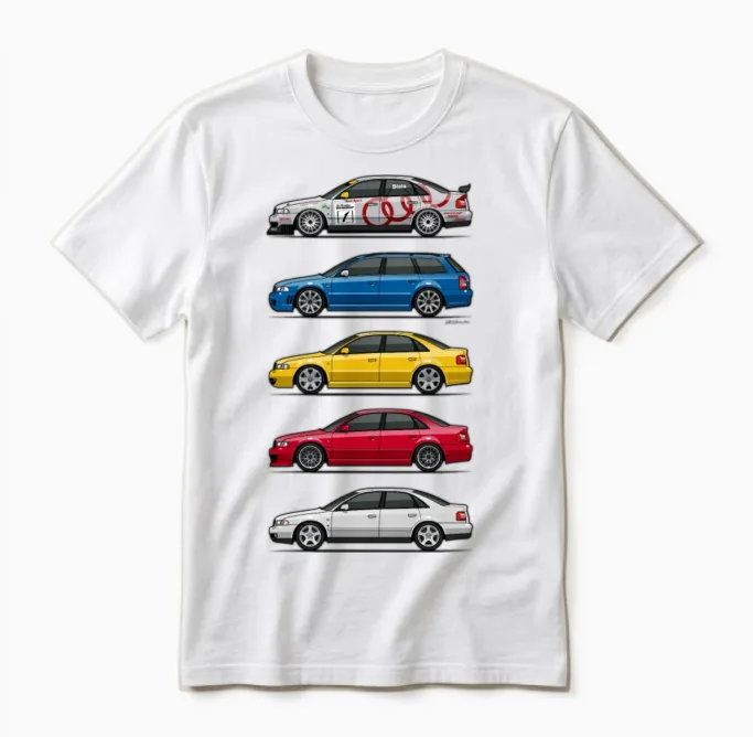 Stack of Audi A4 B5 Unisex T-Shirt in White