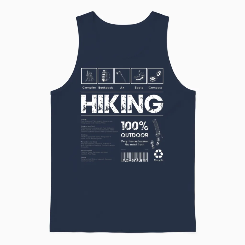 Hiking 100% Outdoor Adventure Unisex Tank Top in Navy