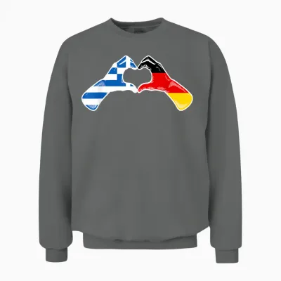 Griechenland Deutschland Flagge - Griechisches Deutsches Herz Unisex Sweatshirt - Graphite Heather