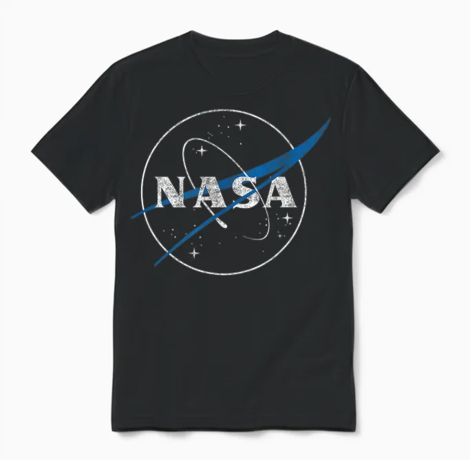 Vintage Solar System with Nasa Meatball Logo Unisex T-Shirt in Black