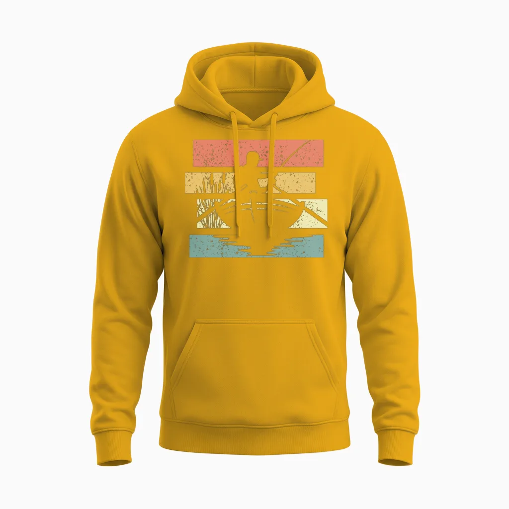 Fishing Retro Unisex Hoodie in Gold