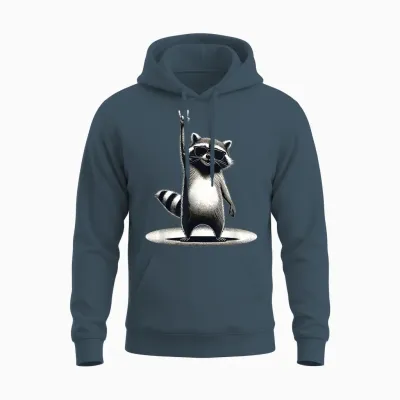 Retro Raccoon Rock Music Gift Men Children Women Funny Raccoon T-Shirt, Black Unisex Hoodie - Dark Heather