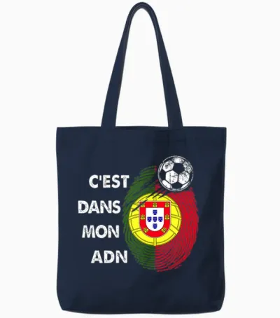 Drapeau Portugal Cadeau Foot Portugal C'est Dans Mon Adn T-Shirt Haut De Gamme Tote Bags - Navy