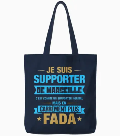 Supporter De Marseille Carrément Plus Fada Humour Football Tote Bags - Navy
