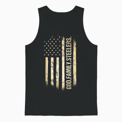 God Family Steelers Pro Us American Flag Father's Day Unisex Tank Top - Black