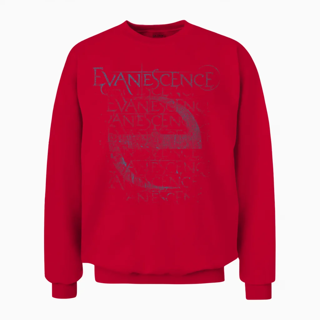 Evanescence Blue Distressed Logo 2 Unisex Sweatshirt in Red