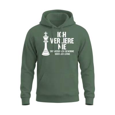 Chess Player, I Never Loose, Chess Unisex Hoodie - Military Green