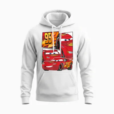 Pixar Cars Lightning Mcqueen Grid Unisex Hoodie - White