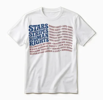 4th of July Shirt Stars Stripes and Human Rights Usa Unisex T-Shirt - White