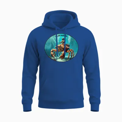 Vintage Helmet Diver Riding a Giant Crab Urm Unisex Hoodie - Royal