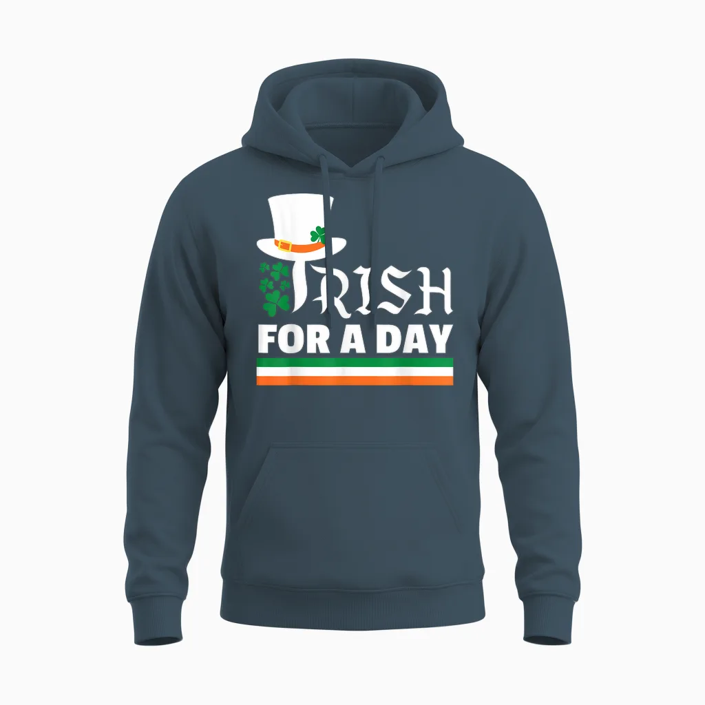 Irish for a Day Happy St. Patrick's Hat Tee Erwachsene Männer Frauen Unisex Hoodie in Dark Heather