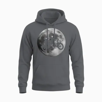 Sesame Street Ernie and Bert in Moonlight Shadow Bicycle Unisex Hoodie - Charcoal