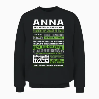 Anna Girl Name Definition Unisex Sweatshirt - Black