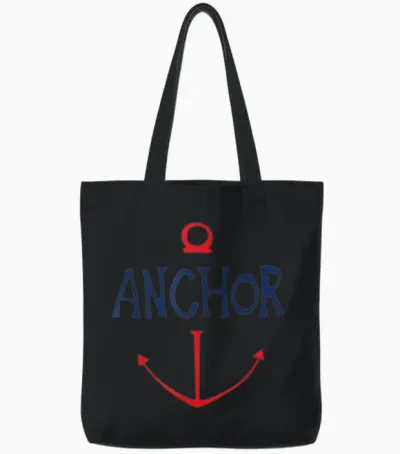 One Piece Sketch Anchor Simple T-Shirt, White, S Tote Bags - Black