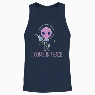 Alien I Come in Peace Halloween Costume Unisex Tank Top - Navy