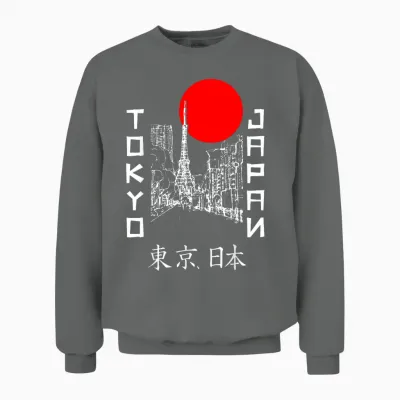 Drapeau Japonais Rétro Souvenir Tokyo Japon Unisex Sweatshirt - Graphite Heather