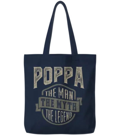 Poppa the Legend Tote Bags - Navy