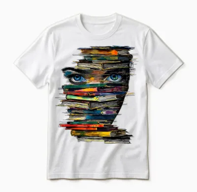 Book Women Graphic Art Colourful Eyes T-Shirt, White Unisex T-Shirt - White