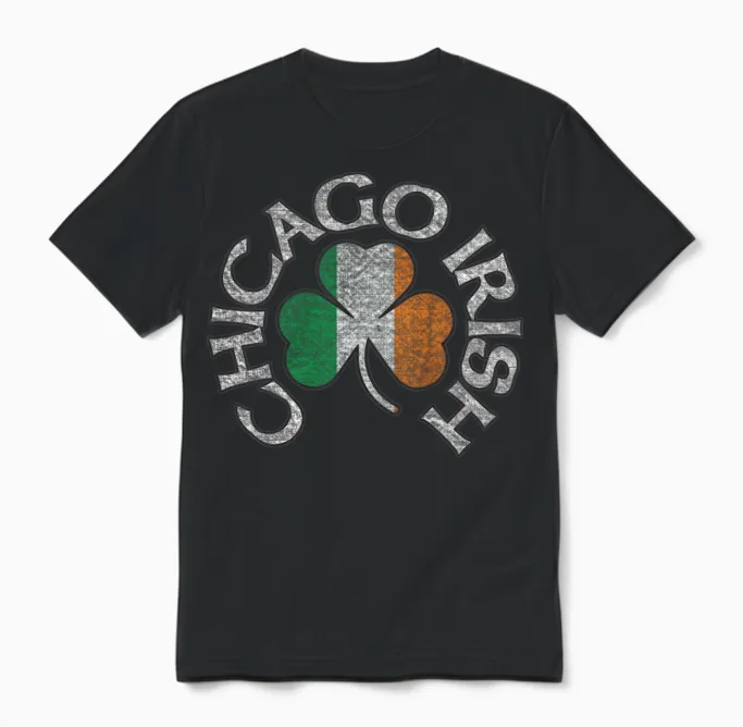 Chicago Irish Shamrock Apparel Unisex T-Shirt in Black