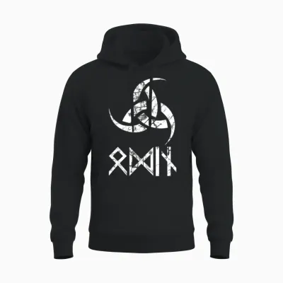 Odin God Symbol Horns Nordic Mythology Unisex Hoodie - Black